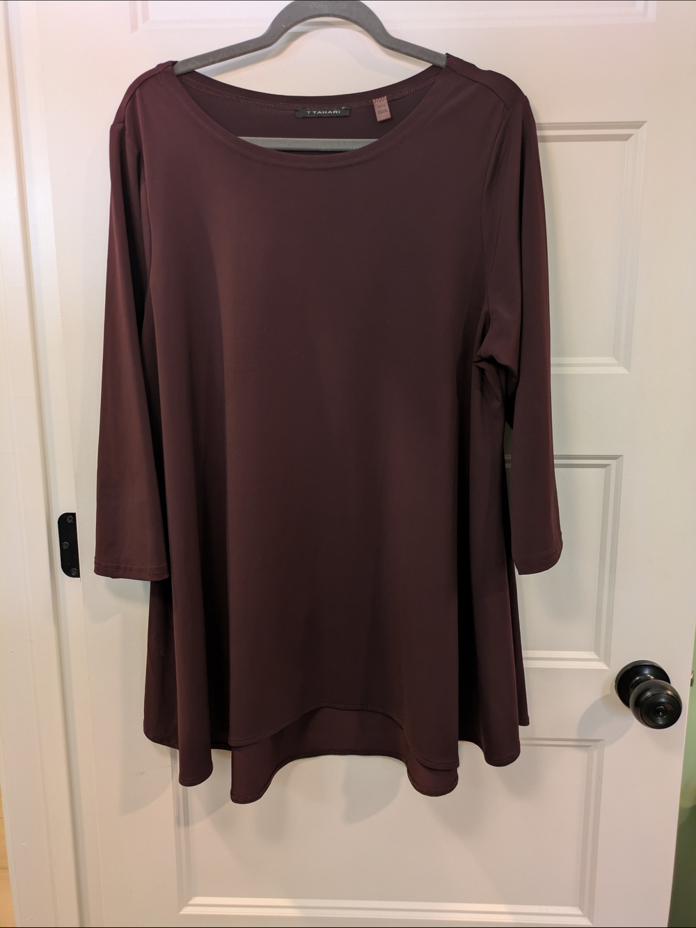 Tahari Plum 3/4 Sleeve Swing Tunic